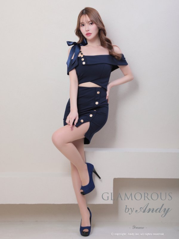 画像22: XSサイズあり【Andy GLAMOROUS/アンディグラマラス】ワンショルダー/ リボン/ チェーン/ オフショル/ ボタン/ カットアウト/ タイト/ ミニドレス/ キャバドレス[OF05]