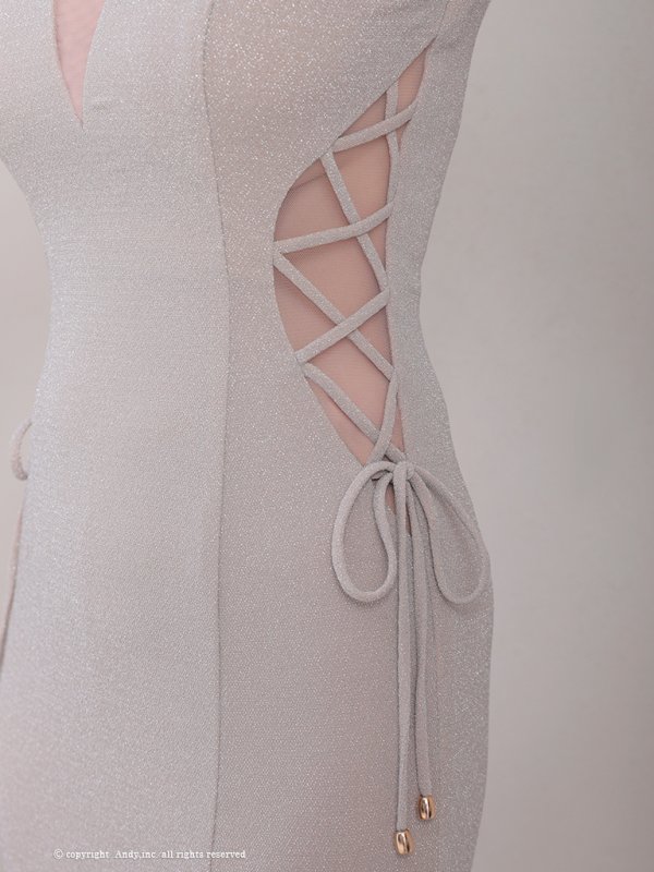 画像13: 【Andy GLAMOROUS/アンディグラマラス】ラメニット/ シアー/ 編み上げ/ スリット/ タイト/ ロングドレス/ キャバドレス long[OF05]