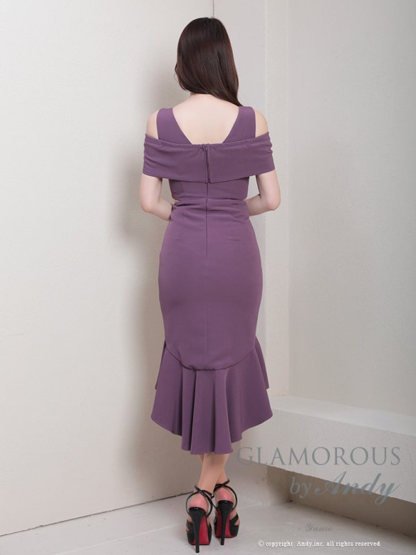 画像13: XSサイズあり【Andy GLAMOROUS/アンディグラマラス】2way/ シンプル/ バストシアー/ カットアウト/ オフショル/ フリル/ テールカット/ ミディアムドレス/ キャバドレス[OF05]