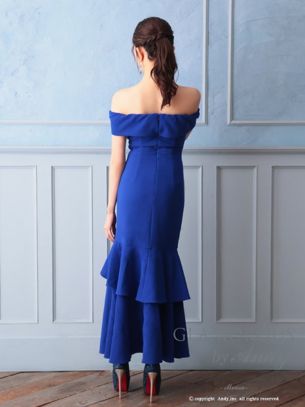 画像10: 【Andy GLAMOROUS/アンディグラマラス】シンプル/ ワンカラー/ フロントジップ/ オフショル/ フリル/ アシンメトリー/ マーメイド/ ミディアムドレス/ キャバドレス [OF05]