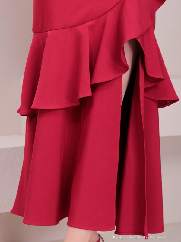 画像37: 【Andy GLAMOROUS/アンディグラマラス】シンプル/ ワンカラー/ フロントジップ/ オフショル/ フリル/ アシンメトリー/ マーメイド/ ミディアムドレス/ キャバドレス [OF05]