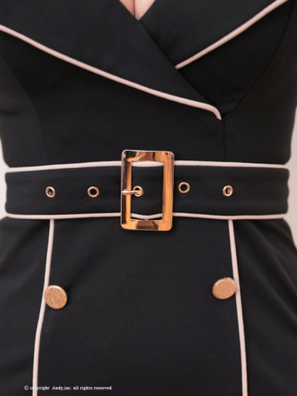 画像10: XSサイズあり【Andy GLAMOROUS/アンディグラマラス】襟付き/ Vネック/ ボタン/ ベルトデザイン/ ノースリーブ/ タイト/ ミニドレス/ キャバドレス[OF05]