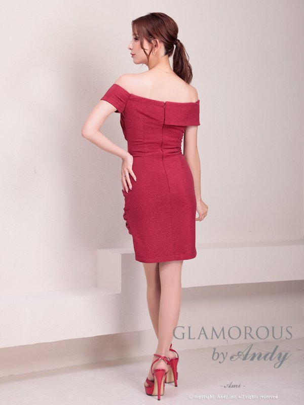 画像4: XSサイズあり【Andy GLAMOROUS/アンディグラマラス】シンプル/ ワンカラー/ オフショル/ カットアウト/ ストレッチ/ タイト/ ミニドレス/ キャバドレス[OF05]