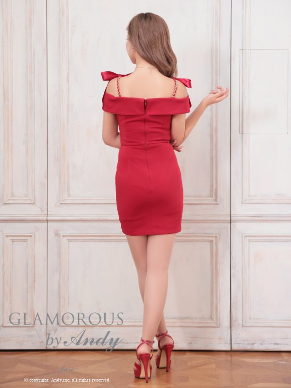 画像27: XSサイズあり【Andy GLAMOROUS/アンディグラマラス】ショルダーリボン/ オフショル/ バックル/ フロントジップ/ ワンカラー/ タイト/ ミニドレス/ キャバドレス[OF05]