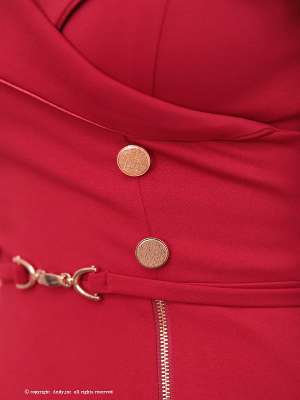 画像30: XSサイズあり【Andy GLAMOROUS/アンディグラマラス】ショルダーリボン/ オフショル/ バックル/ フロントジップ/ ワンカラー/ タイト/ ミニドレス/ キャバドレス[OF05]