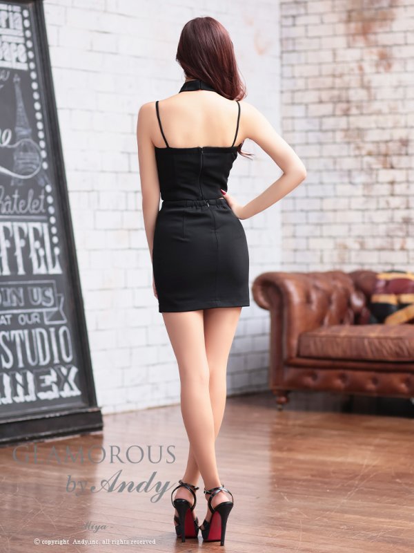 画像13: XSサイズあり【Andy GLAMOROUS/アンディグラマラス】フロントジップ/ ベルトデザイン/ ノースリーブ/ ストレッチ/ タイト/ セットアップ/ ミニドレス/ キャバドレス[OF05]