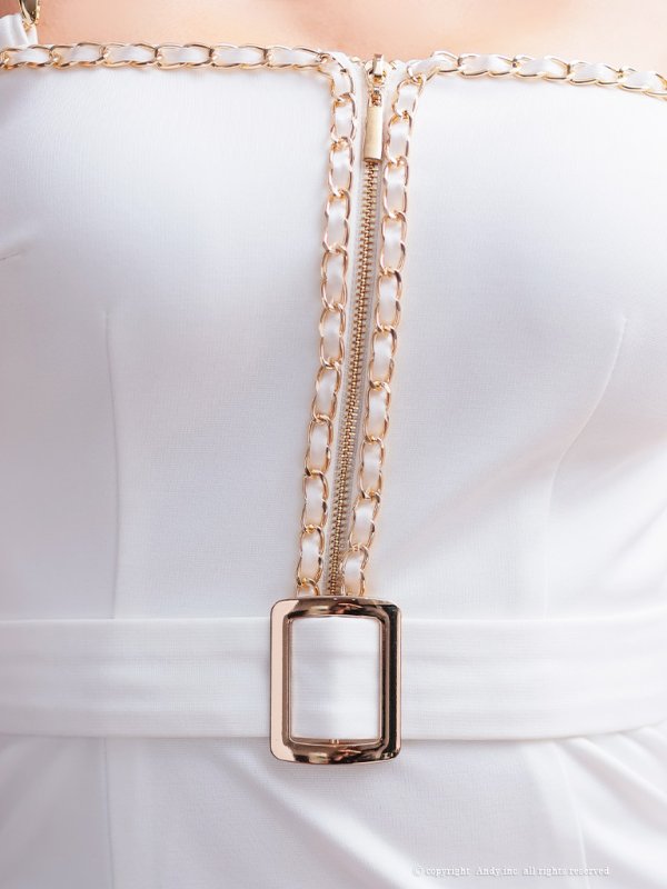 画像31: XSサイズあり【Andy GLAMOROUS/アンディグラマラス】チェーンパイピング/ フロントジップ/ ベルト/ ノースリーブ/ ストレッチ/ タイト/ ミニドレス/ キャバドレス[OF05]