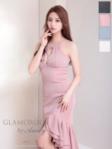 【Andy GLAMOROUS/アンディグラマラス】マーメイド/ リブニット/ テールカット/ ノースリーブ/ ストレッチ/ タイト/ ミディアムドレス/ キャバドレス[OF05]