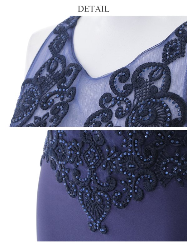 画像12: 【Lip line/リップライン】カットアウト/ デザイン刺繍レース/ ストレッチ/ ビジュー/ ドレープ/ ノースリーブ/ タイト/ ロングドレス/ キャバドレス long[HC03]