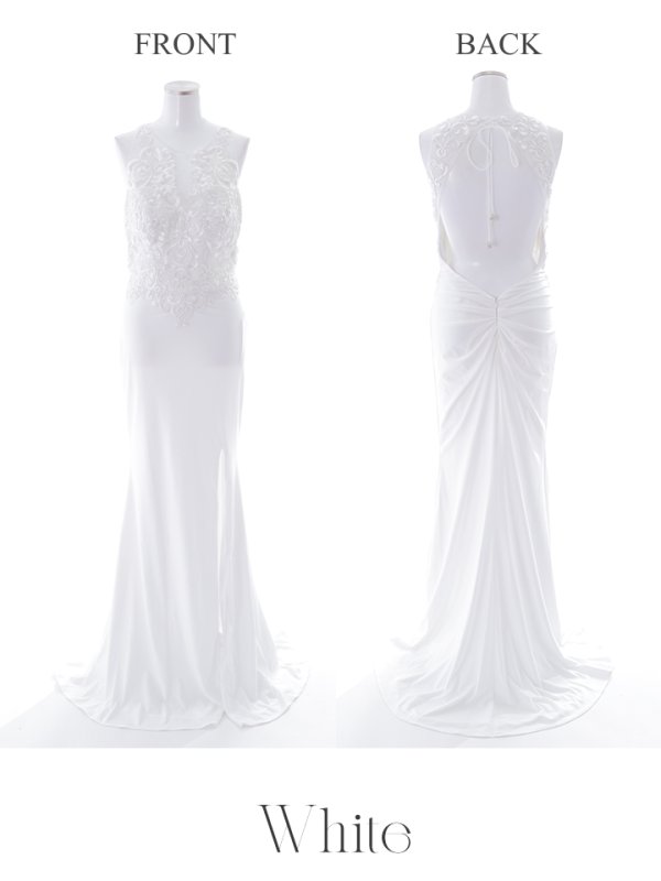 画像6: 【Lip line/リップライン】カットアウト/ デザイン刺繍レース/ ストレッチ/ ビジュー/ ドレープ/ ノースリーブ/ タイト/ ロングドレス/ キャバドレス long[HC03]