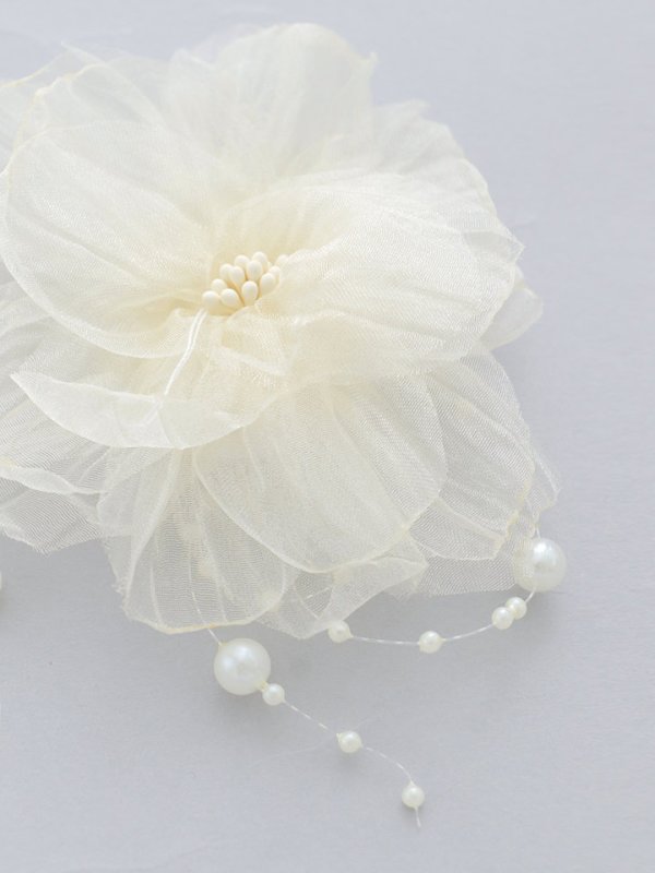 画像2: 【卒業袴小物】シフォン生地パールフラワーコサージュ【1カラー】