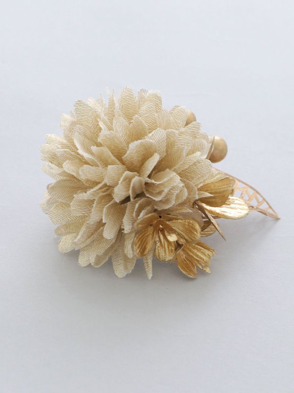 画像2: 【卒業袴小物】ゴールドフラワーコサージュ【1カラー】