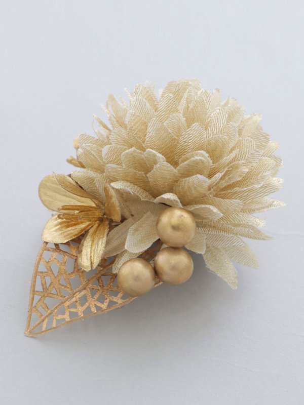画像3: 【卒業袴小物】ゴールドフラワーコサージュ【1カラー】