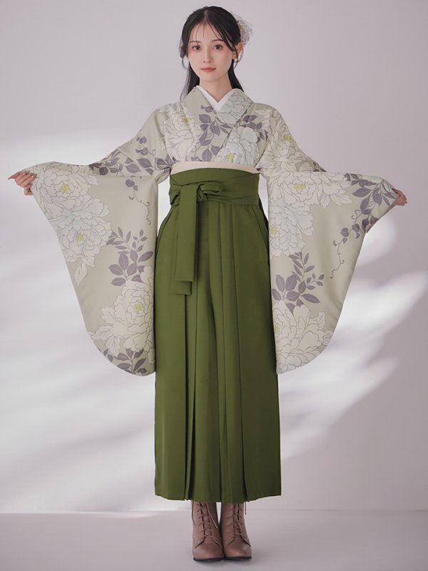 画像4: 【予約商品 / 1月中旬発送予定】白牡丹 モカ二尺袖着物【卒業袴３点セット 二尺袖着物/帯/袴】