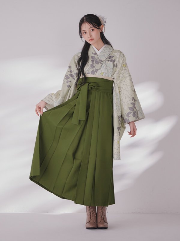 画像10: 【予約商品 / 1月中旬発送予定】白牡丹 モカ二尺袖着物【卒業袴３点セット 二尺袖着物/帯/袴】