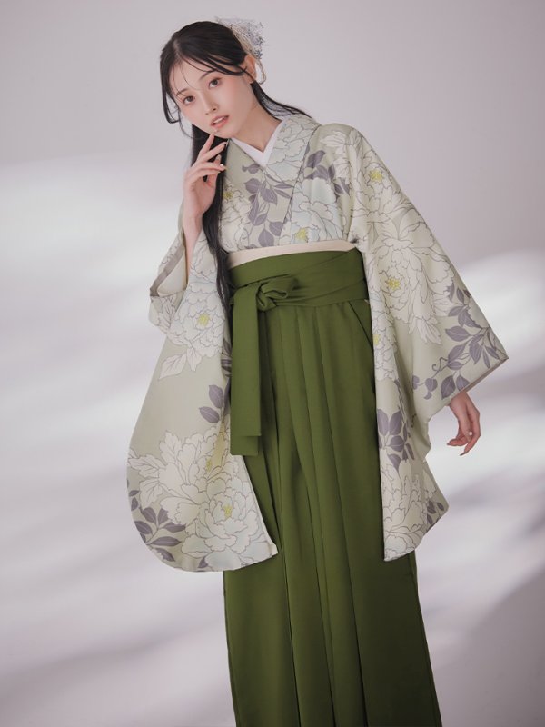 画像16: 【予約商品 / 1月中旬発送予定】白牡丹 モカ二尺袖着物【卒業袴３点セット 二尺袖着物/帯/袴】