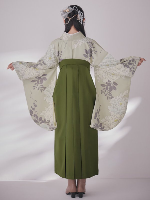 画像17: 【予約商品 / 1月中旬発送予定】白牡丹 モカ二尺袖着物【卒業袴３点セット 二尺袖着物/帯/袴】