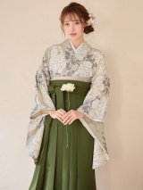 【予約商品 / 1月中旬発送予定】白牡丹 モカ二尺袖着物【卒業袴３点セット 二尺袖着物/帯/袴】