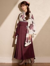 【予約商品 / 1月中旬発送予定】レッドカーネーション ベージュ二尺袖着物【卒業袴３点セット 二尺袖着物/帯/袴】