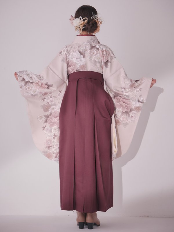 画像19: 【予約商品 / 1月中旬発送予定】ピンク牡丹 くすみピンク二尺袖着物【卒業袴３点セット 二尺袖着物/帯/袴】