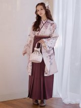 【予約商品 / 1月中旬発送予定】ピンク牡丹 くすみピンク二尺袖着物【卒業袴３点セット 二尺袖着物/帯/袴】