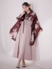 画像11: 【予約商品/1月中旬発送予定】ピンク芍薬 ワインレッド二尺袖着物【卒業袴３点セット 二尺袖着物/帯/袴】 (11)