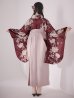 画像16: 【予約商品/1月中旬発送予定】ピンク芍薬 ワインレッド二尺袖着物【卒業袴３点セット 二尺袖着物/帯/袴】 (16)