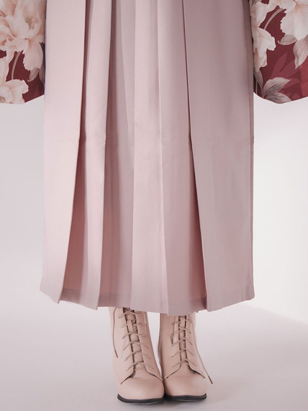 画像18: 【予約商品/1月中旬発送予定】ピンク芍薬 ワインレッド二尺袖着物【卒業袴３点セット 二尺袖着物/帯/袴】