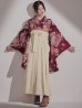 画像1: 【予約商品 / 1月中旬発送予定】菊×椿 ワインレッド二尺袖着物【卒業袴３点セット 二尺袖着物/帯/袴】 (1)