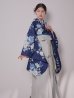 画像2: 【予約商品/1月中旬発送予定】青フラワーブーケ ブルー二尺袖着物【卒業袴３点セット 二尺袖着物/帯/袴】 (2)