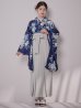 画像7: 【予約商品/1月中旬発送予定】青フラワーブーケ ブルー二尺袖着物【卒業袴３点セット 二尺袖着物/帯/袴】 (7)