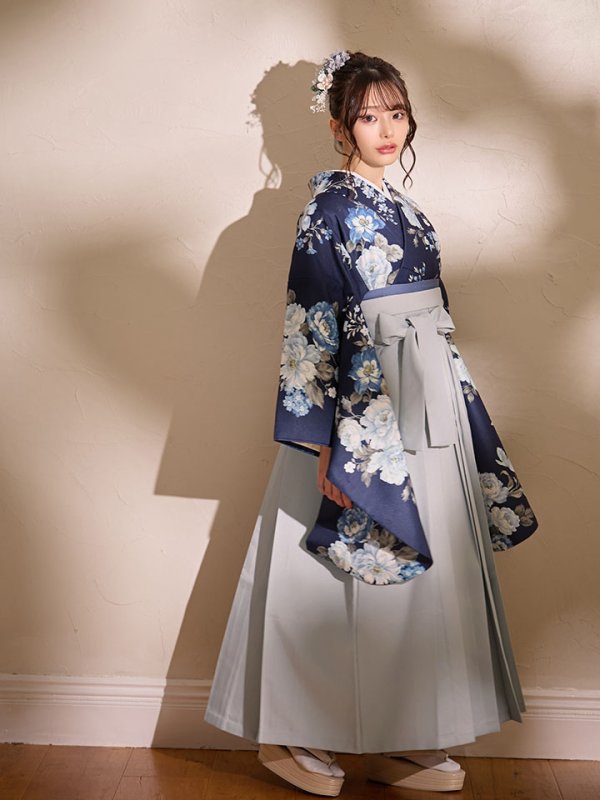 画像7: 【予約商品/1月中旬発送予定】青フラワーブーケ ブルー二尺袖着物【卒業袴３点セット 二尺袖着物/帯/袴】