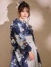 画像8: 【予約商品/1月中旬発送予定】青フラワーブーケ ブルー二尺袖着物【卒業袴３点セット 二尺袖着物/帯/袴】 (8)