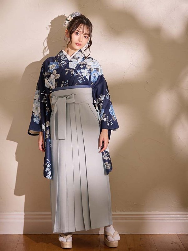 画像11: 【予約商品/1月中旬発送予定】青フラワーブーケ ブルー二尺袖着物【卒業袴３点セット 二尺袖着物/帯/袴】