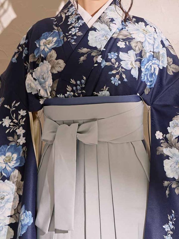 画像22: 【予約商品/1月中旬発送予定】青フラワーブーケ ブルー二尺袖着物【卒業袴３点セット 二尺袖着物/帯/袴】