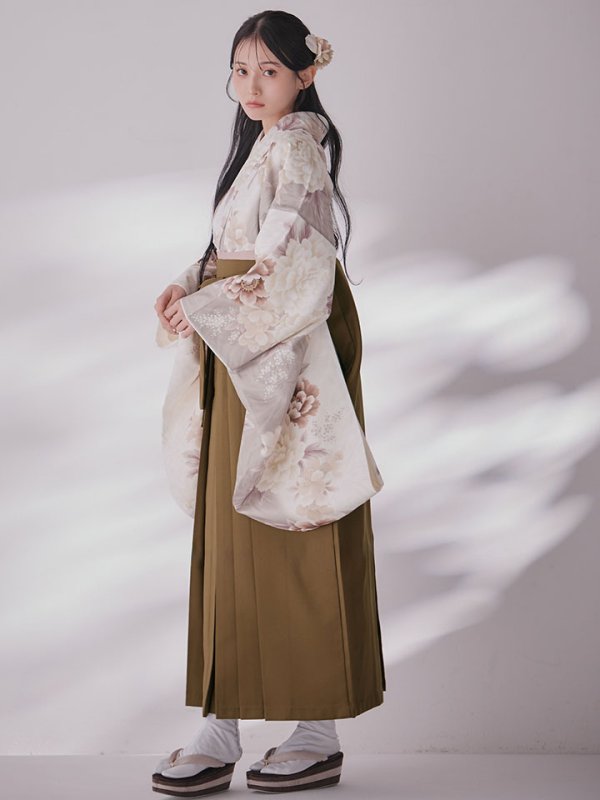 画像3: 【予約商品/1月中旬発送予定】グレーピンクフラワー グラデーション二尺袖着物【卒業袴３点セット 二尺袖着物/帯/袴】