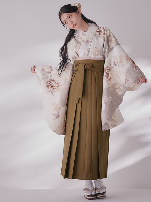 画像16: 【予約商品/1月中旬発送予定】グレーピンクフラワー グラデーション二尺袖着物【卒業袴３点セット 二尺袖着物/帯/袴】