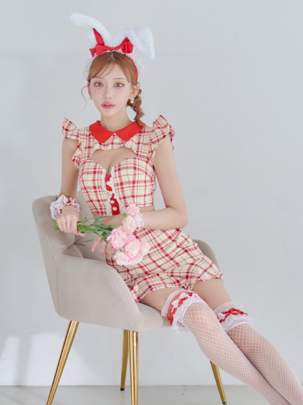 画像13: 【SALE!】【即日発送】【ハロウィン】 チェックバニーセットアップ  【コスプレ6点セット】【XS-Lサイズ/2カラー】[HC03]