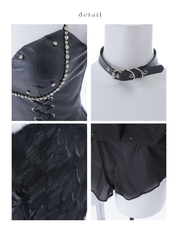 画像17: 【ハロウィン】デビルビジューレザープリーツセットアップ【コスプレ6点セット】【XS-XLサイズ/1カラー】[HC03]