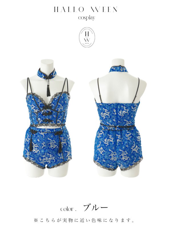 画像37: 【即日発送】【ハロウィン】チャイナショートパンツセットアップ 【コスプレ5点セット】【XS-Mサイズ/3カラー】[HC03]