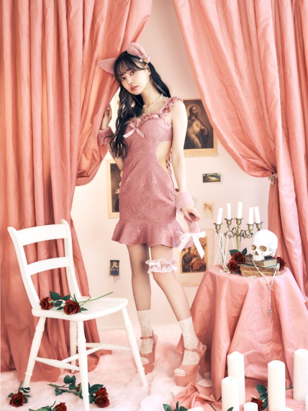 画像7: 【即日発送】【ハロウィン】【LARME/ラルム掲載】 キャットレースミニワンピ 【コスプレ5点セット】【XS-Mサイズ/3カラー】[OF04]