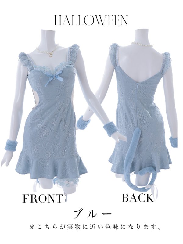 画像36: 【即日発送】【ハロウィン】 キャットレースミニワンピ 【コスプレ5点セット】【XS-Mサイズ/3カラー】[OF04]