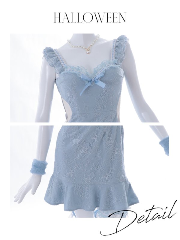 画像37: 【即日発送】【ハロウィン】 キャットレースミニワンピ 【コスプレ5点セット】【XS-Mサイズ/3カラー】[OF04]