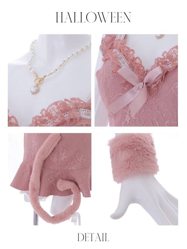 画像34: 【即日発送】【ハロウィン】 キャットレースミニワンピ 【コスプレ5点セット】【XS-Mサイズ/3カラー】[OF04]