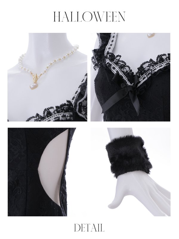 画像42: 【即日発送】【ハロウィン】 キャットレースミニワンピ 【コスプレ5点セット】【XS-Mサイズ/3カラー】[OF04]