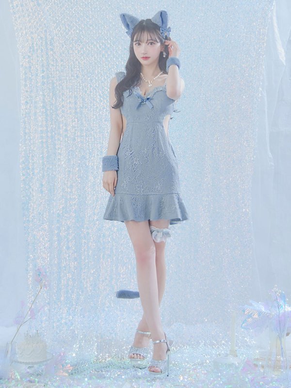 画像23: 【即日発送】【ハロウィン】 キャットレースミニワンピ 【コスプレ5点セット】【XS-Mサイズ/3カラー】[OF04]