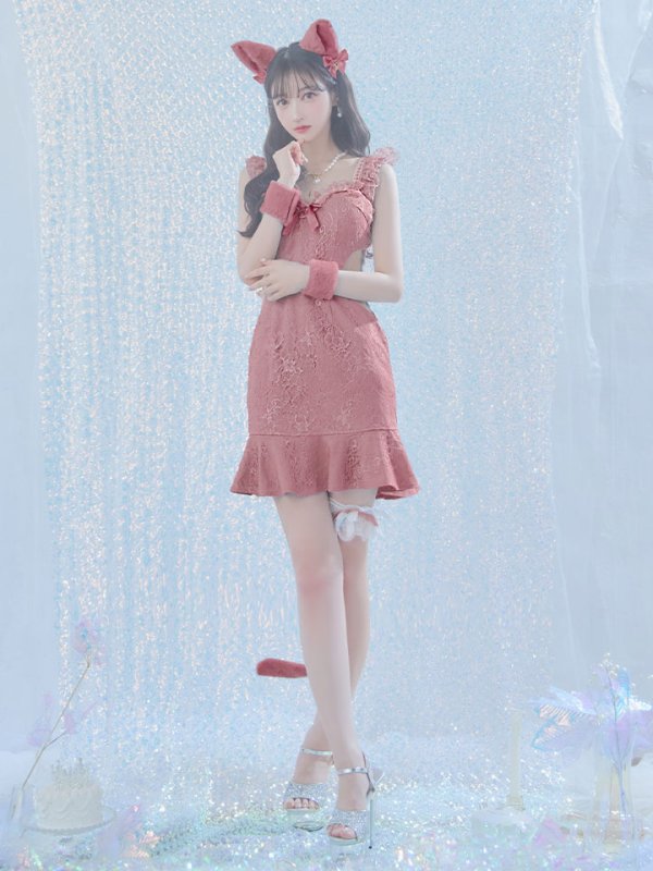 画像31: 【即日発送】【ハロウィン】 キャットレースミニワンピ 【コスプレ5点セット】【XS-Mサイズ/3カラー】[OF04]