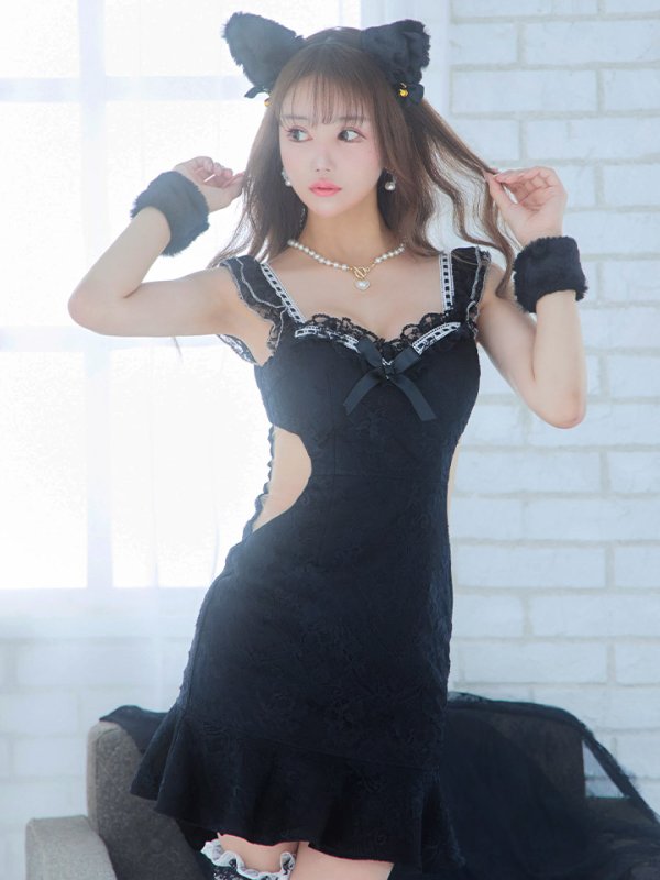 画像4: 【即日発送】【ハロウィン】 キャットレースミニワンピ 【コスプレ5点セット】【XS-Mサイズ/3カラー】[OF04]