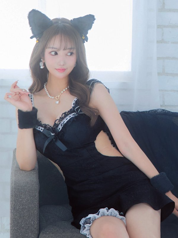画像17: 【即日発送】【ハロウィン】 キャットレースミニワンピ 【コスプレ5点セット】【XS-Mサイズ/3カラー】[OF04]