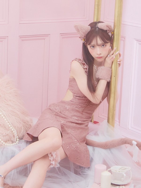 画像9: 【即日発送】【ハロウィン】緩苺ちゃん着用  キャットレースミニワンピ 【コスプレ5点セット】【XS-Mサイズ/3カラー】[OF04]